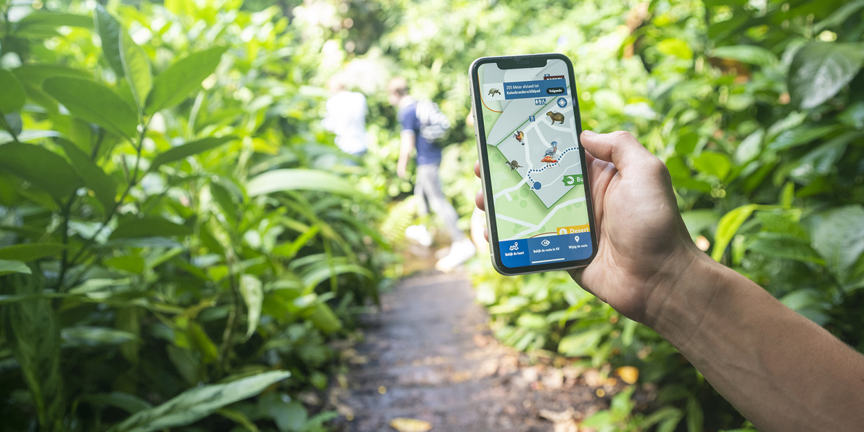 Augmented reality gidst bezoeker door de jungle