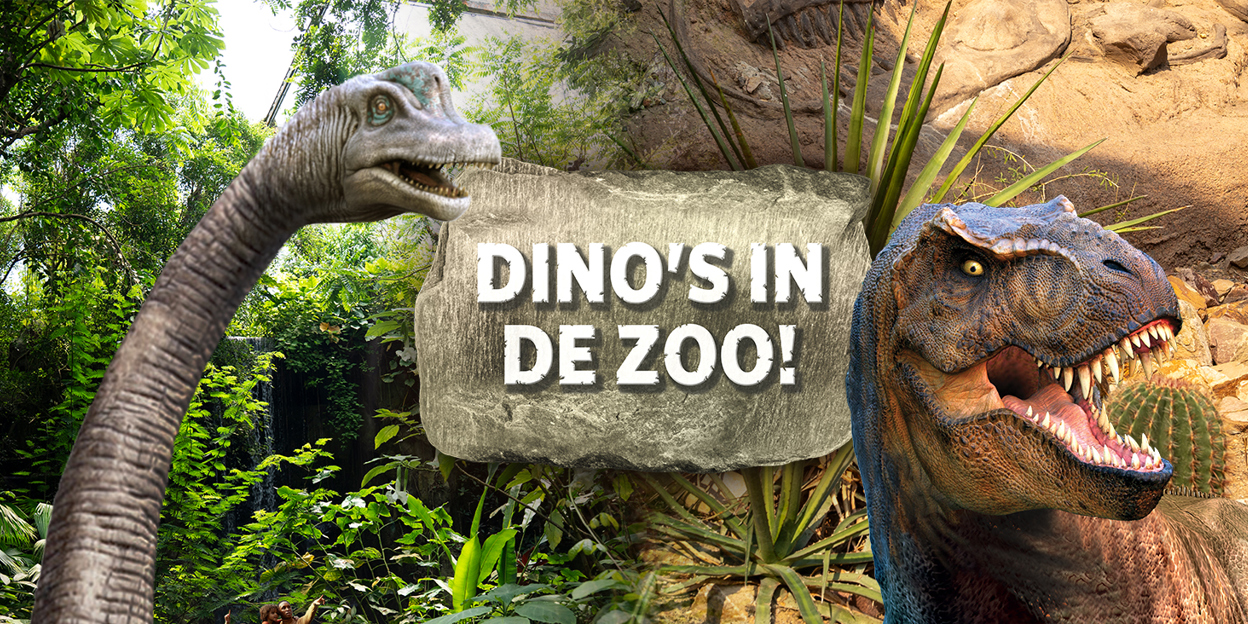 Bezoekers bewonderen bewegende dinosaurussen
